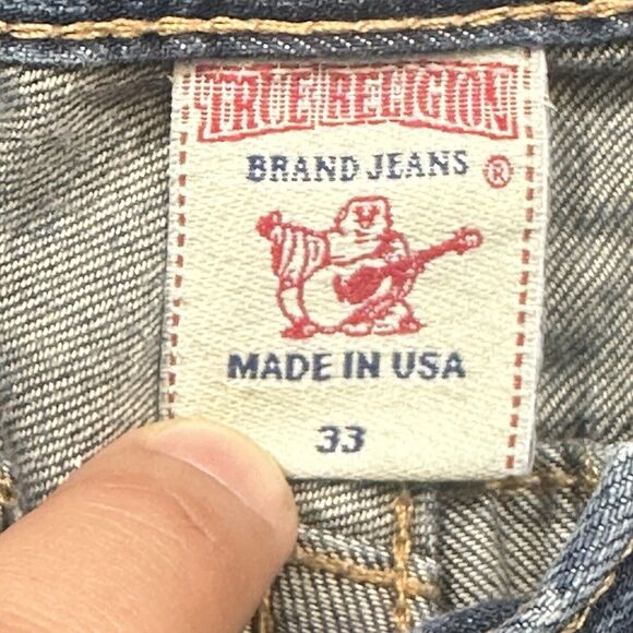 True Religion Jeans Mens 33x33 Blue Ricky Relaxed Straight Light Wash Denim - Picture 6 of 16